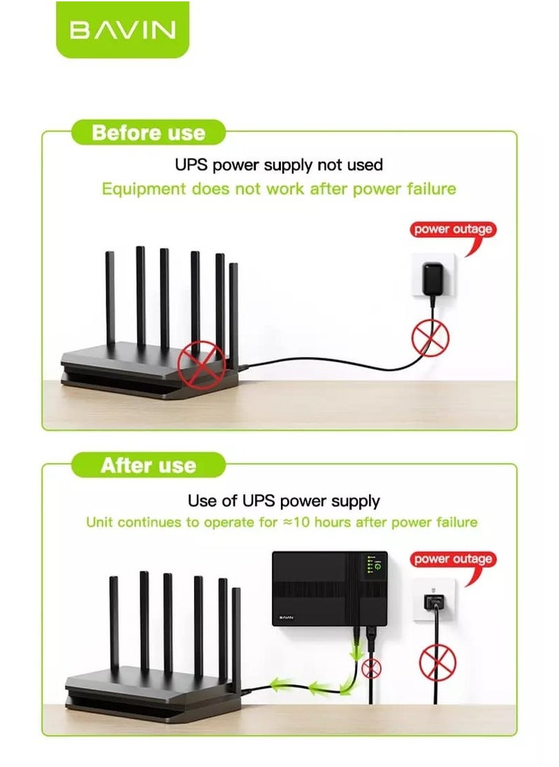 Mini UPS Uninterrupted Power Supply 18W 8800mAh for CCTV Camera Wifi Router Modem POE Sensor With C.U57 18W Fast Charging USB Adapter
