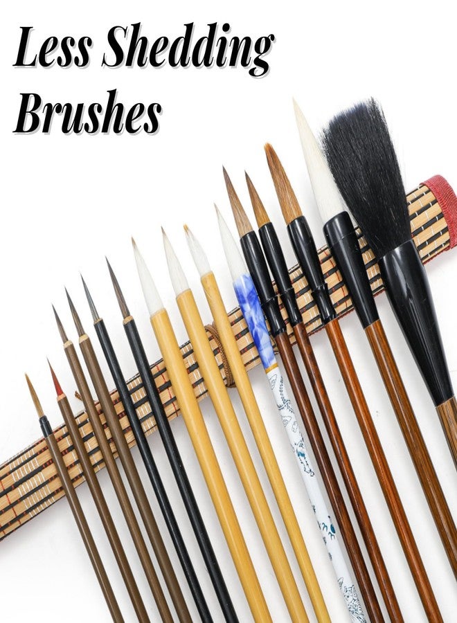 Eorbow 16 Pieces Chinese Calligraphy Brush Set, Sumi Brushes with Roll-up Bamboo Holder, Sturdy Japanese Watercolor Painting Writing Brushes, Kanji Art Drawing Brushes for Beginners - Image 3