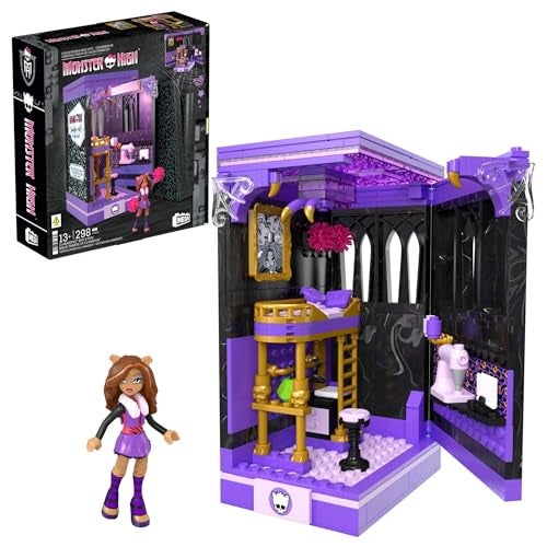 Mega Brands MEGA Monster High Action Figure Building Set Clawdeen's Boo-k Den with 299 Pieces, Book Nook for Collectors - Image 1