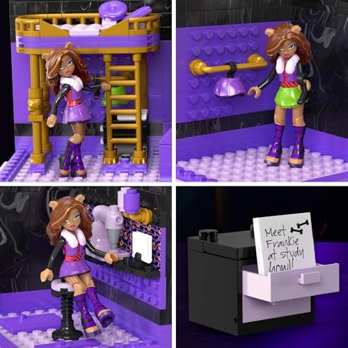 Mega Brands MEGA Monster High Action Figure Building Set Clawdeen's Boo-k Den with 299 Pieces, Book Nook for Collectors - Image 5