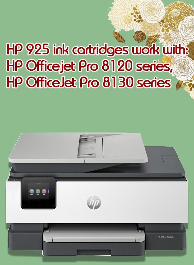 HP 925 4-Color Ink Cartridge Set For Officejet Pro 8123, Officejet Pro 8120 series, OfficeJet Pro 8130 series Black,Cyan,Yellow,Magenta - Image 2