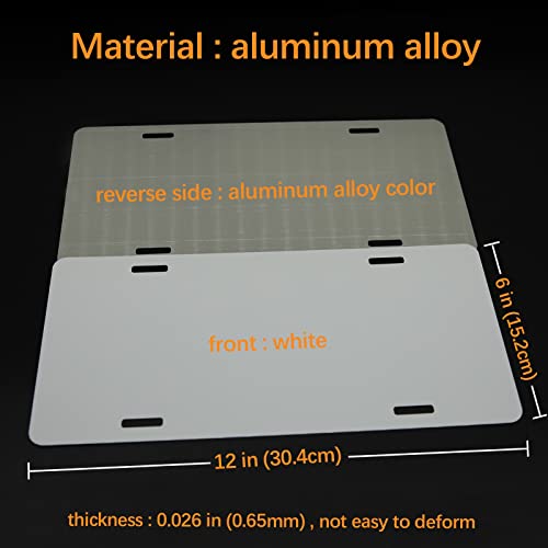 ORJ 50 PCS Sublimation License Plate Blanks 6"X12" x 0.65mm,White Metal Aluminum Automotive Front License Plate Tag - Image 2