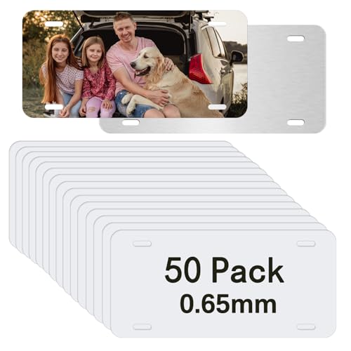 ORJ 50 PCS Sublimation License Plate Blanks 6"X12" x 0.65mm,White Metal Aluminum Automotive Front License Plate Tag - Image 1