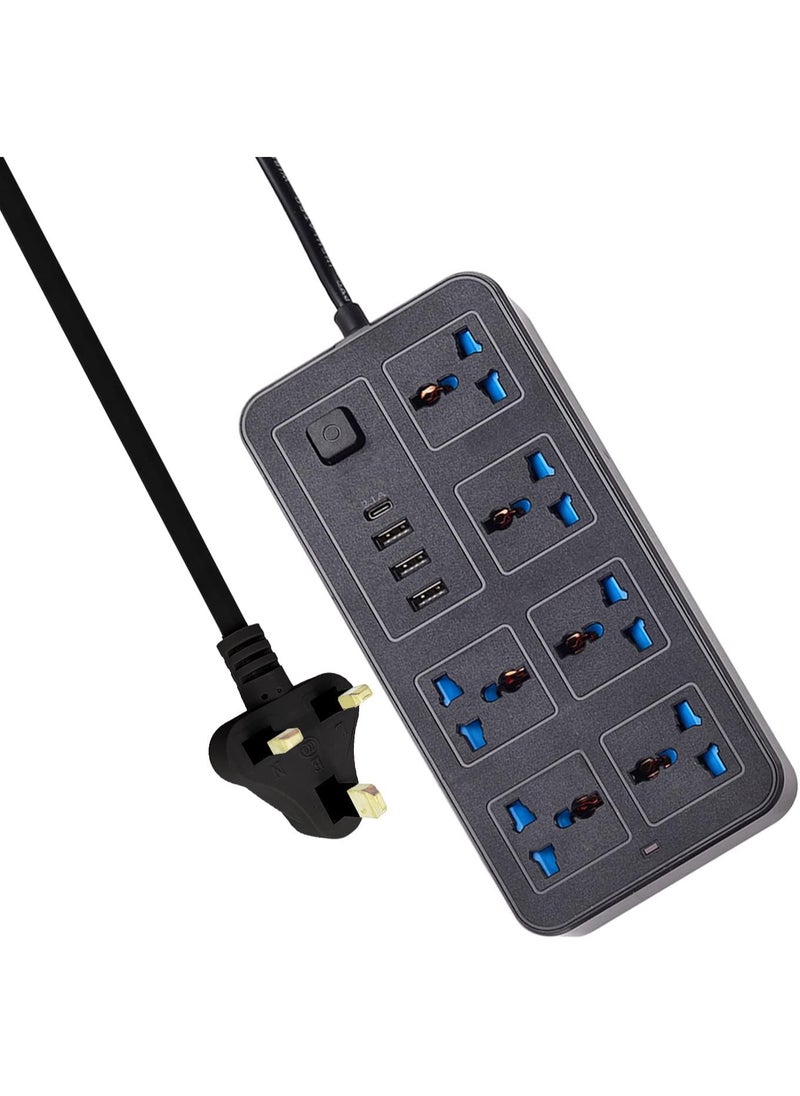 AROAQ Power Strip With 6 AC Sockets And 3 USB 1 Type C Port 6FT Extension Cord Surge Protector for Home Office Dorm Power Button Safe to Use  - Image 1