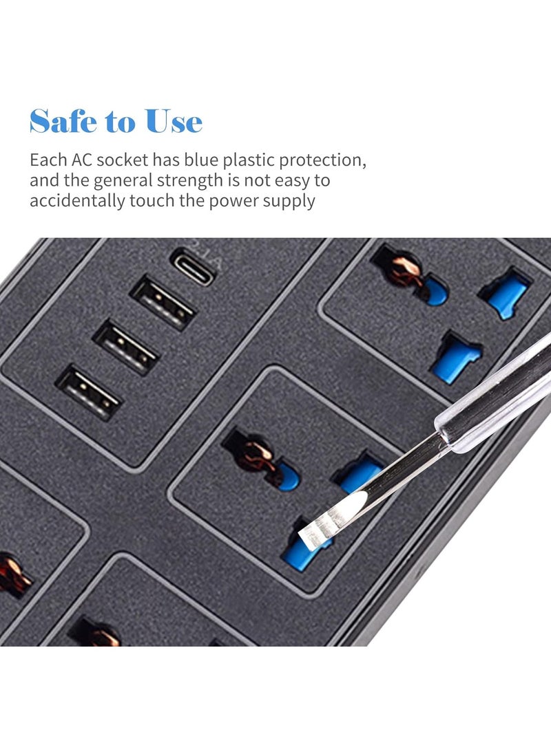 AROAQ Power Strip With 6 AC Sockets And 3 USB 1 Type C Port 6FT Extension Cord Surge Protector for Home Office Dorm Power Button Safe to Use  - Image 4