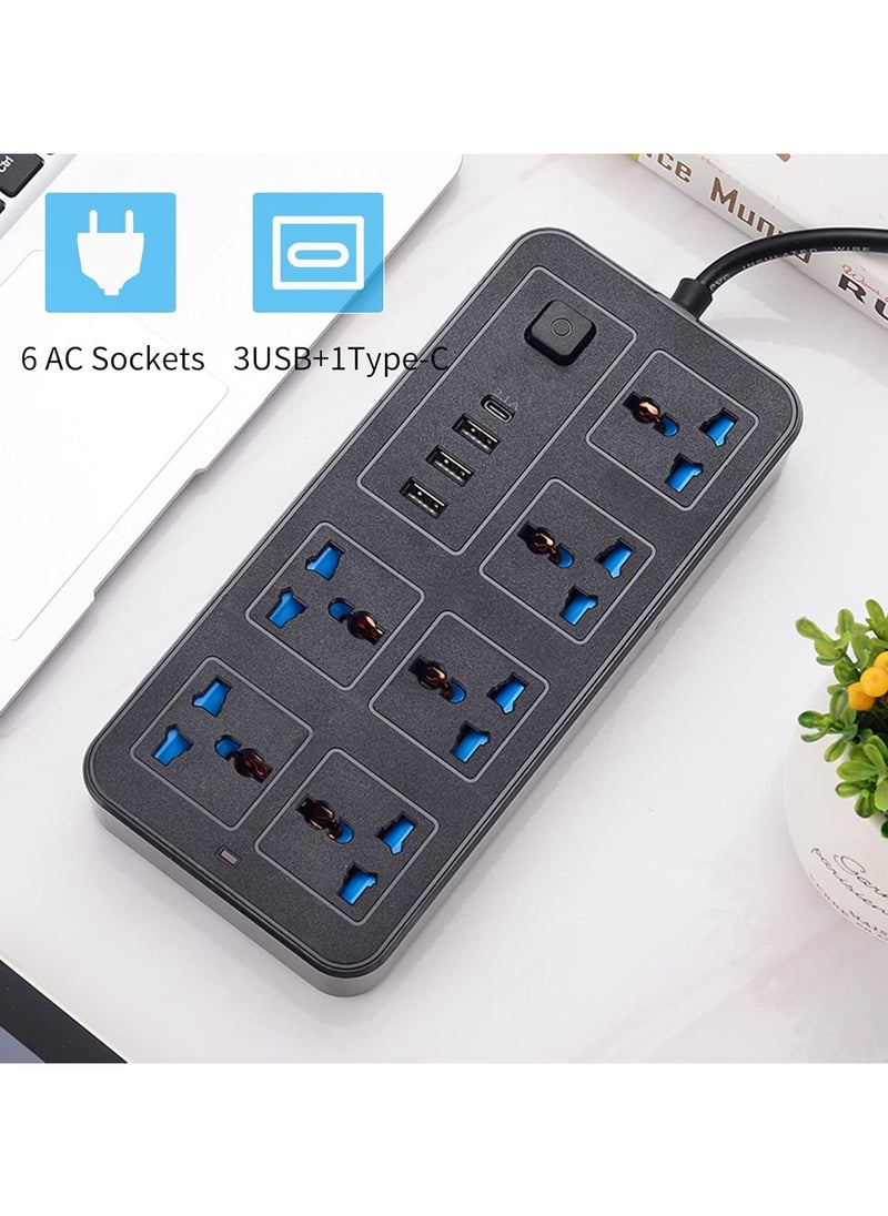 AROAQ Power Strip With 6 AC Sockets And 3 USB 1 Type C Port 6FT Extension Cord Surge Protector for Home Office Dorm Power Button Safe to Use  - Image 5