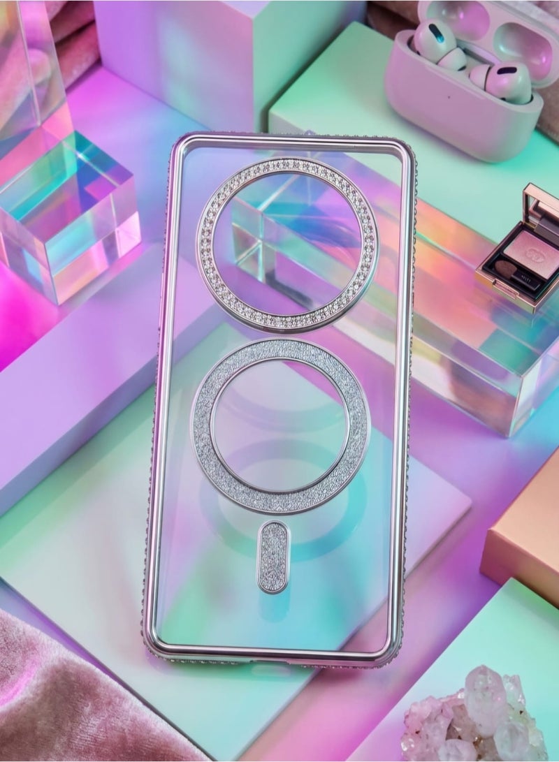 Magnetic Sparkly Glitter Phone Case for Redmi 14C/ Poco C75 Compatible with Magsafe], Camera Lens Shockproof Protector Bling Diamonds Soft TPU Cover for Girls Women - Image 1