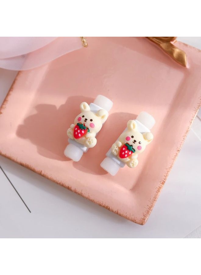 Cute Cartoon Data Cable Protector Off White Flowers Mobile Phone Charging Cord Anti Break Durable Plastic Case High Value Headphone Cable Electronics Accessories - Image 4