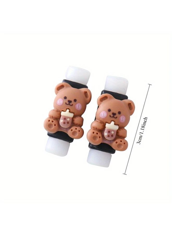 Cute Cartoon Data Cable Protector Off White Flowers Mobile Phone Charging Cord Anti Break Durable Plastic Case High Value Headphone Cable Electronics Accessories - Image 3