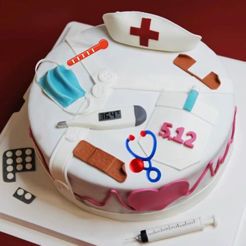 Sijiangmold Nurse Graduation Themed Fondant Molds Silicone Doctor Nurse Grad Hat Medical Equipment Candy Mold For Cake Decorating Cupcake Topper Chocolate Candy Polymer Clay Gum Paste Set Of 4 - Image 5
