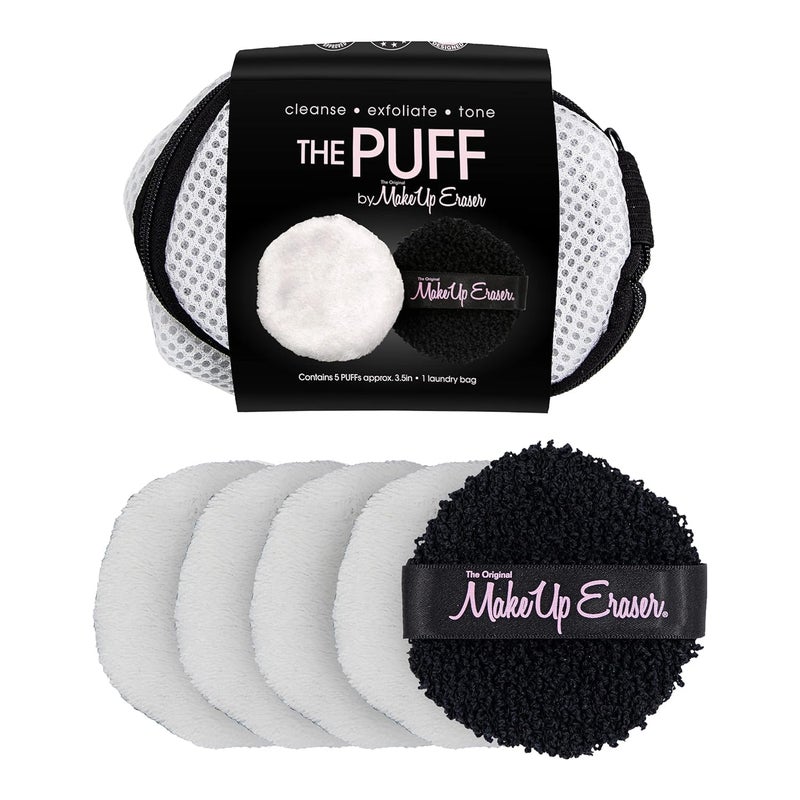 MakeUp Eraser Puff 5pc Set Reusable and Machine Washable Rounds Laundry Bag Included5 Count Pack of 1
