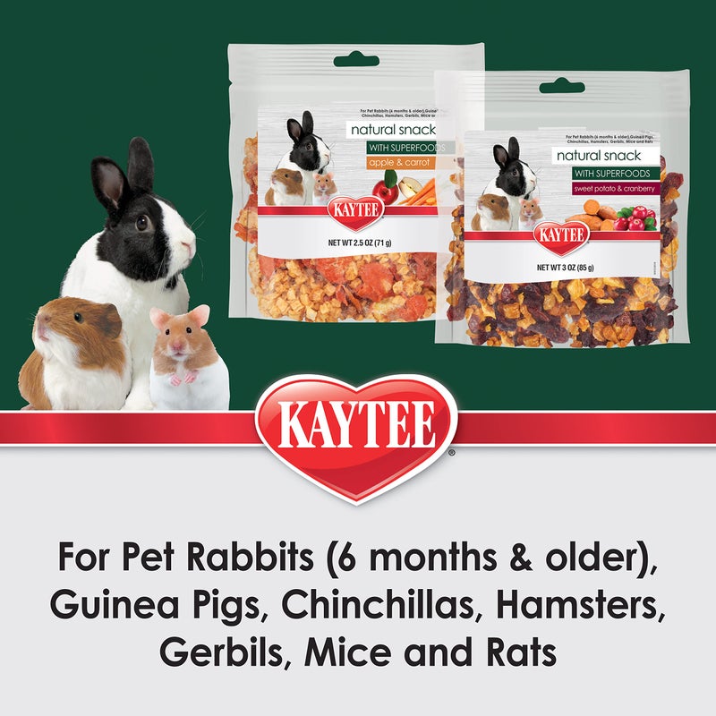 Kaytee Natural Snack with Superfoods For Pet Guinea Pigs, Rabbits, Hamsters, and Other Small Animals, Apple & Carrot, 2.5 Ounces - Image 3