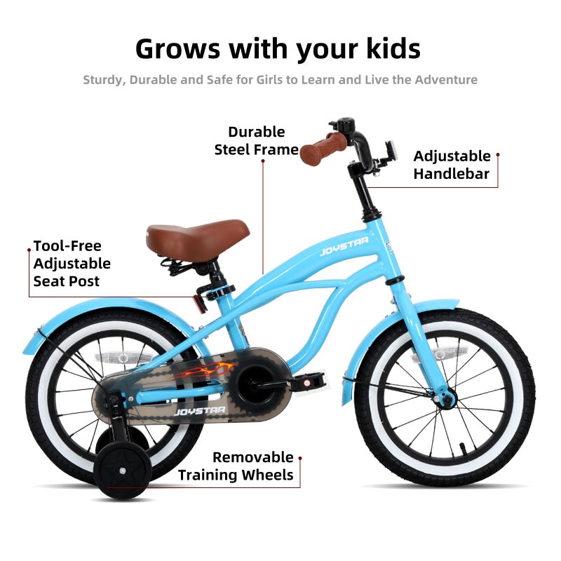 JOYSTAR 14 Inch Kids Bike with Training Wheels for Ages 3-5 Years Old Girls Boys Bikes Toddler Bike Beach Cruiser Kids Bicycle Blue - Image 2