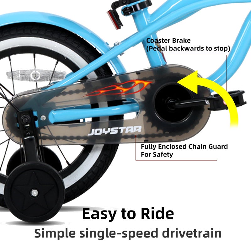 JOYSTAR 14 Inch Kids Bike with Training Wheels for Ages 3-5 Years Old Girls Boys Bikes Toddler Bike Beach Cruiser Kids Bicycle Blue - Image 3