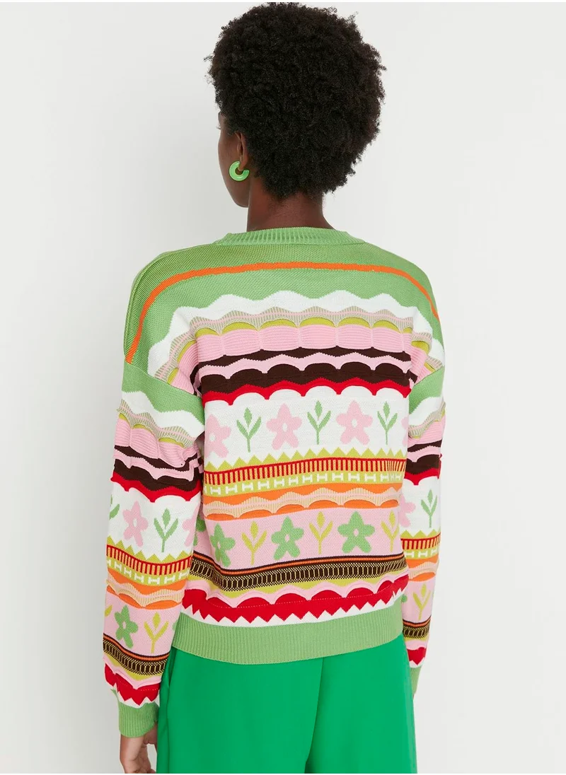 trendyol Crew Neck Printed Sweater