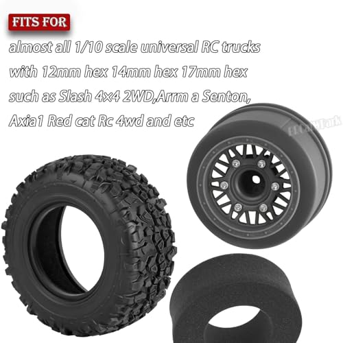 BRCatWPark 12mm14mm17mm Hex RC Truck Tires for Slash 2WD 44Arrm a SentonAxia1Rc 4wdRed catRC Short Course Truck Wheels and TiresBlack - Image 5