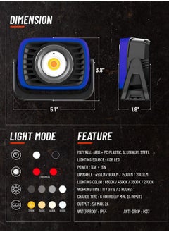 Magnetic LED Work Light 2000Lm Rechargeable LED Work Light with 8000mAh Power Bank IP54 Portable Rechargeable LED Flood Light with Magnets 3 Lighting Colors and Dimmable Brightness - pzsku/Z4702EB8EF2110A2586D1Z/45/_/1719673989/ead3e5a1-976f-4fe4-8359-9c1c83133493