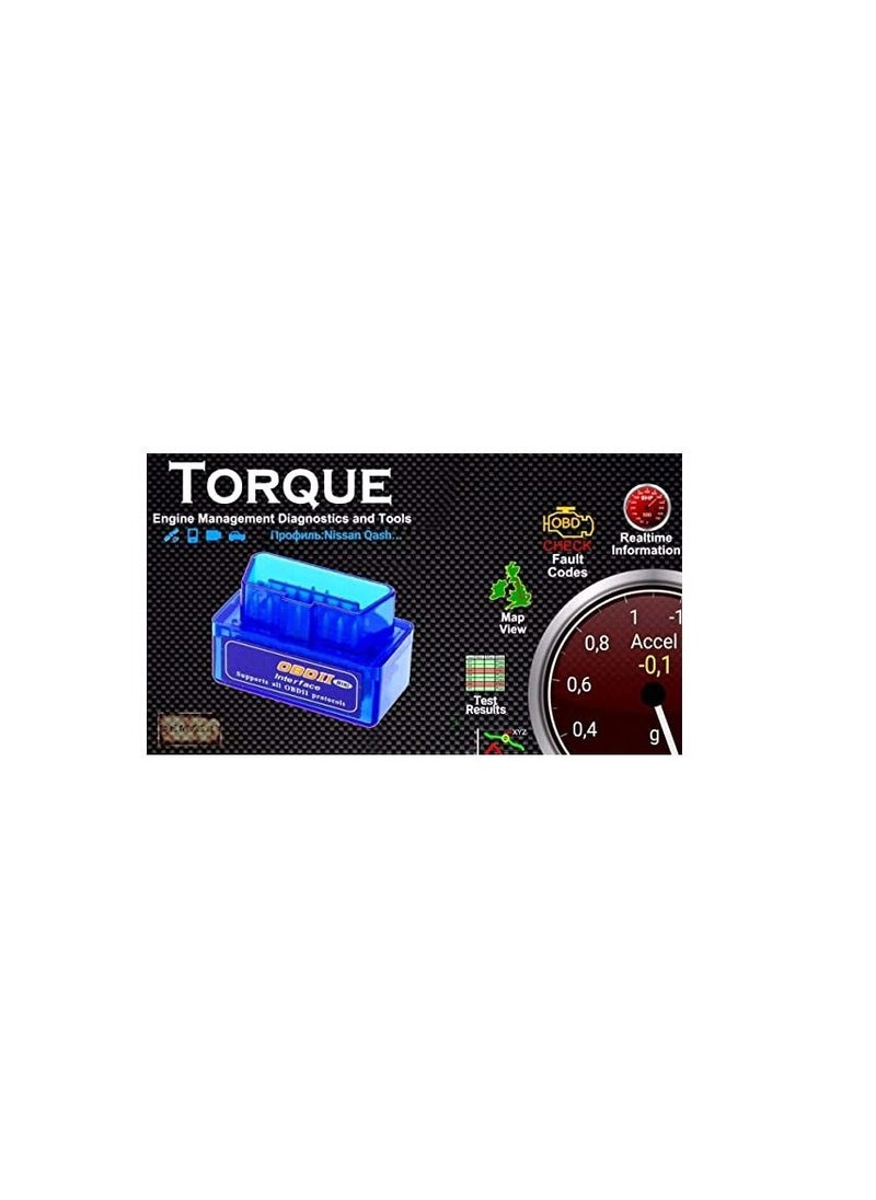 SHOWAY - Super Mini Bluetooth Torque Car Auto Diagnostic Scan Tool Elm 327 - Android -Blue - Image 1