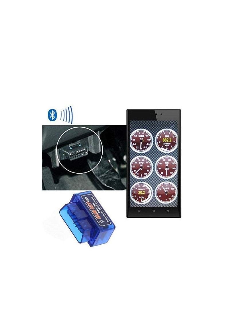 SHOWAY - Super Mini Bluetooth Torque Car Auto Diagnostic Scan Tool Elm 327 - Android -Blue - Image 1