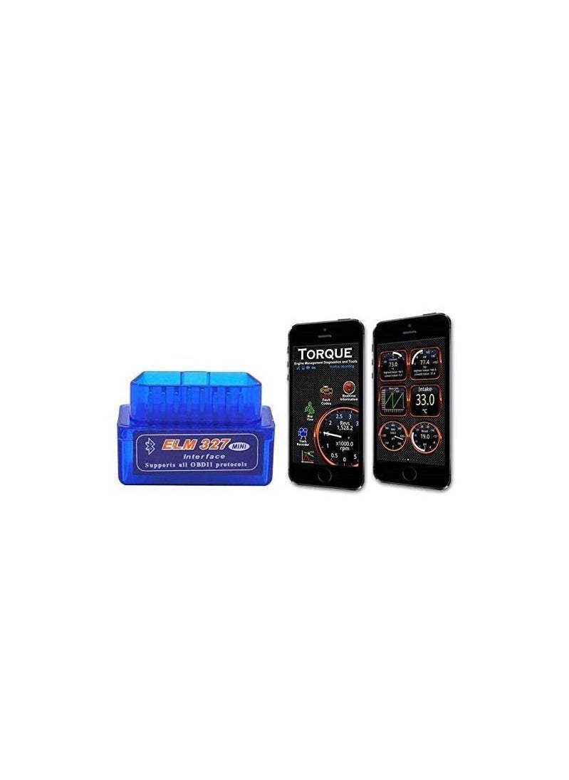 SHOWAY - Super Mini Bluetooth Torque Car Auto Diagnostic Scan Tool Elm 327 - Android -Blue - Image 1
