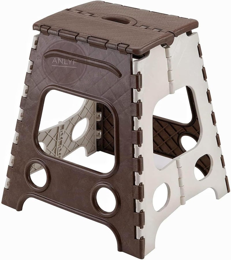 ANLYF Folding Step Stool, Super Strong Foldable Stool for Adults & Kids, Portable Plastic Step Stool, Non Slip Folding Stools for Kitchen, Bathroom, Bedroom, Office Multicolor (18 Inch) - Image 1