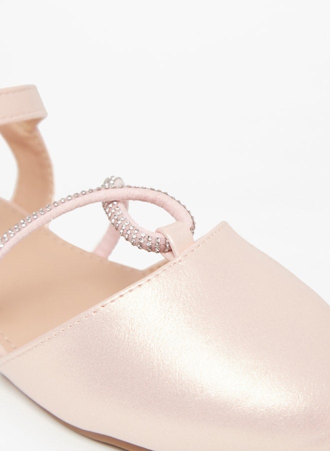 Girl's Embellished Ballerinas With Hook And Loop Closure Ramadan Collection
