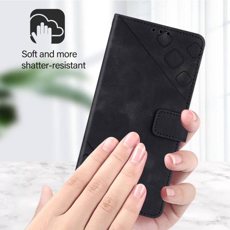 HuHa Case Cover For Motorola Edge 60 Fusion 5G Global Skin Feel Embossed Leather Phone Case(Black) - Image 4
