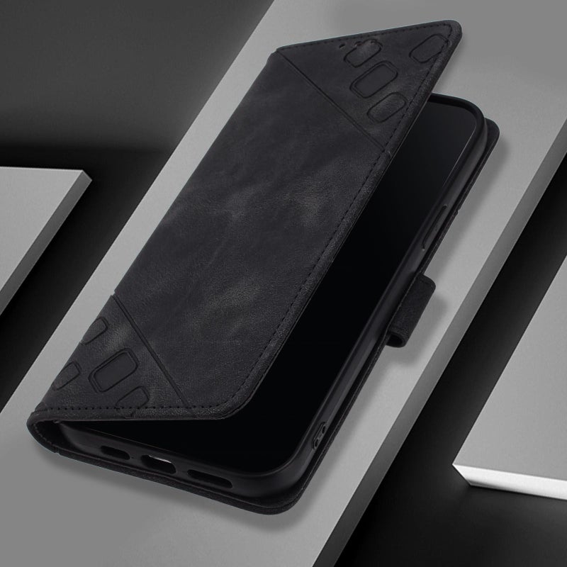 HuHa Case Cover For Motorola Edge 60 Fusion 5G Global Skin Feel Embossed Leather Phone Case(Black) - Image 3