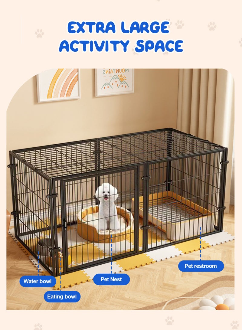 أوربازار حظيرة لعب الكلاب قابلة للطي، 8 ألواح، حظيرة كلاب بطول 47 بوصة، سياج للكلاب للاستخدام الخارجي/الداخلي مع غطاء علوي، سياج محمول للكلاب، قفص كلاب للعب الحيوانات الأليفة المتوسطة/الصغيرة في ساحة التخييم في المركبات الترفيهية (أسود) - Image 4