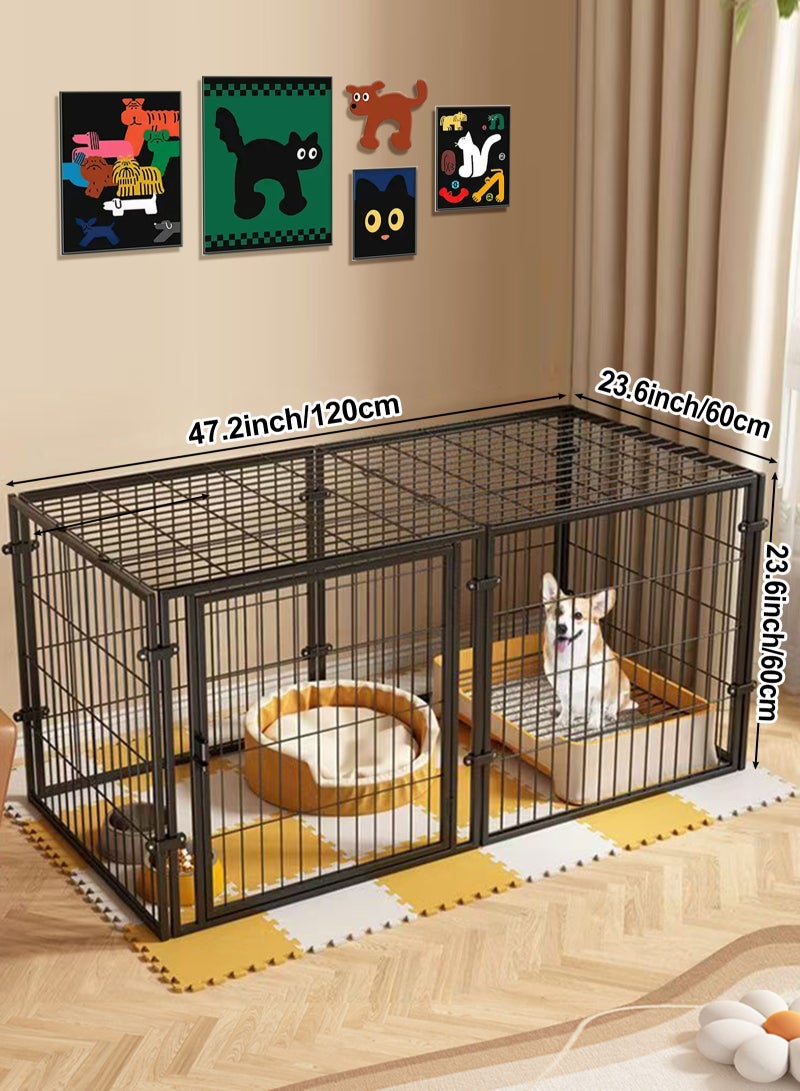 أوربازار حظيرة لعب الكلاب قابلة للطي، 8 ألواح، حظيرة كلاب بطول 47 بوصة، سياج للكلاب للاستخدام الخارجي/الداخلي مع غطاء علوي، سياج محمول للكلاب، قفص كلاب للعب الحيوانات الأليفة المتوسطة/الصغيرة في ساحة التخييم في المركبات الترفيهية (أسود) - Image 2