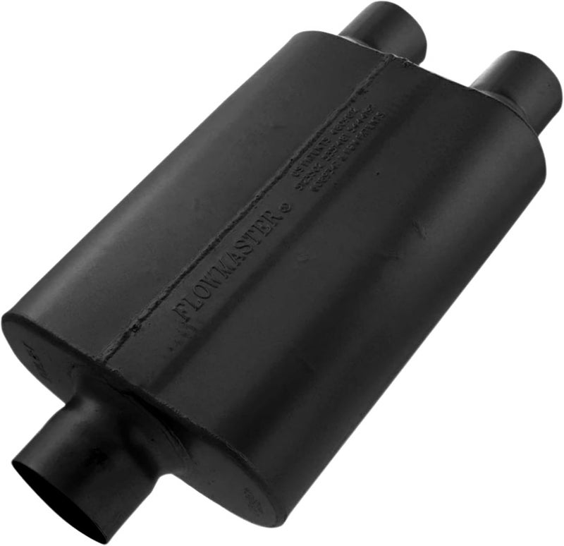 FLOWMASTER 40 Series Original Chambered Muffler – 3.00” Center In / 2.50” Dual Out – Aggressive Sound – 16-Gauge Aluminized Steel – For Muscle Cars, Street Rods, Trucks, SUVs & Strip Builds (430402) - Image 1