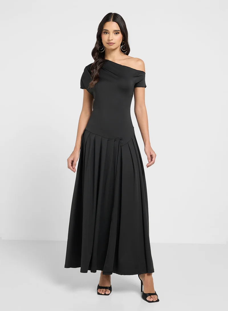 ELLA A-Line Dress With Waist Pleats