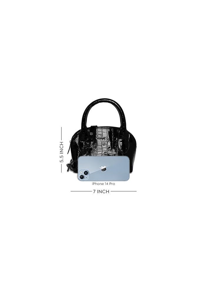 KLEIO Designer Solid Chic Sling Handbag for Women - Black - Image 4
