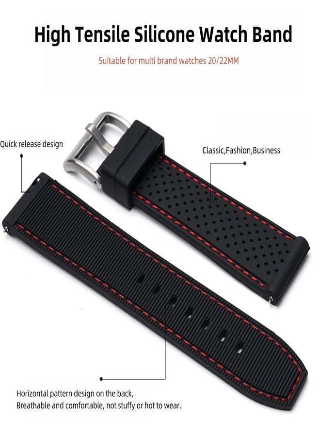 Danxancy Soft Silicone Breathable Watch Bands for Men&Women,Adjustable Quick Release Rubber Waterproof Watch Straps-Compatible with Regular & Smart Watch Bands 20/22mm - Image 2