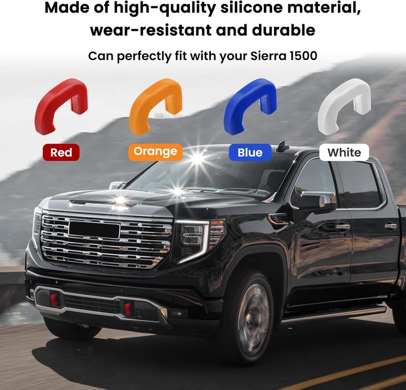 TECHPICCO Tow Hook Covers Fit for GMC Sierra 1500 2019-2025 Vertical Tow Hooks, Hitch Cover Front Customized Car Tow Hooks Compatible with GMC Sierra 1500 Accessories 2019-2025|Upgrade (Red) Low dust buildup - Image 3