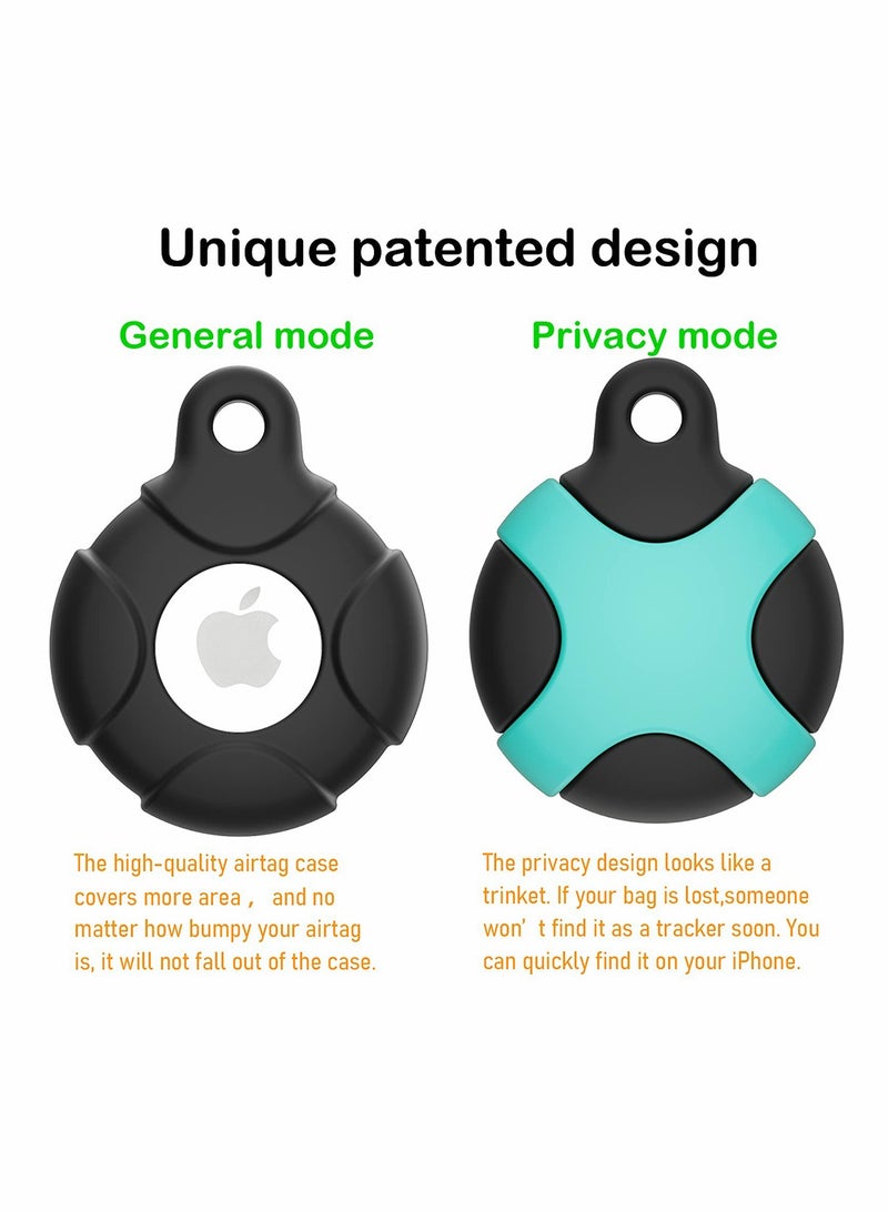 KASTWAVE حافظة لجهاز Apple AirTag مع حلقة سلسلة مفاتيح مكونة من قطعتين من السيليكون المقاوم للماء والمضاد للخدش وغطاء حماية متوافق مع AirTags للحيوانات الأليفة والمفاتيح وحقائب الظهر والأمتعة باللون الأزرق والوردي - Image 4