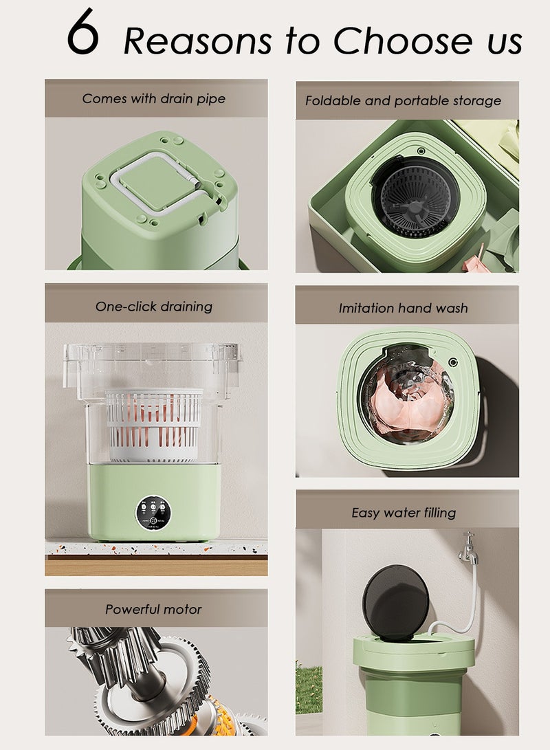 Bolivia's Portable washing machine,Mini Washer,9 L upgraded large capacity foldable Washer.Deep cleaning of underwear, baby clothes and other small clothes.Suitable for apartments, dormitories, hotels (Green) - Image 3