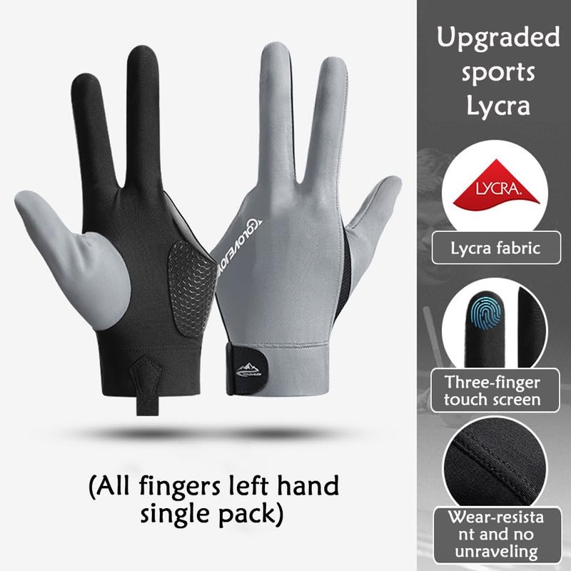 Wnddle Pool Glove Left Hand, Billiard Pool Gloves for Left Hand 3 Finger, Snooker Cue Sport Glove Popular, Billiards Glove, Sizes for Men & Women (Grey) - Image 3