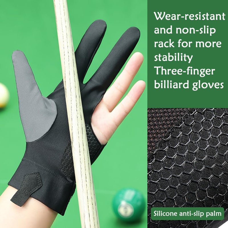 Wnddle Pool Glove Left Hand, Billiard Pool Gloves for Left Hand 3 Finger, Snooker Cue Sport Glove Popular, Billiards Glove, Sizes for Men & Women (Grey) - Image 4