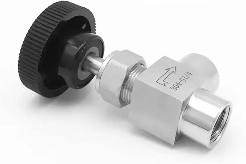 Stainless Steel 304 L Type 90 Degree Adjustable Needle Valve 0 25 Inch Double Female Thread - Image 3