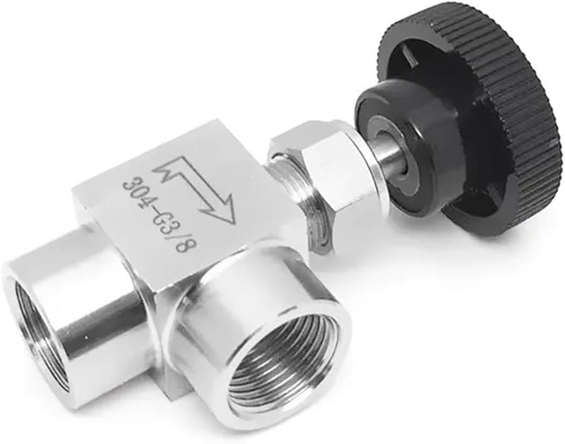 Stainless Steel 304 L Type 90 Degree Adjustable Needle Valve 0 25 Inch Double Female Thread - Image 4