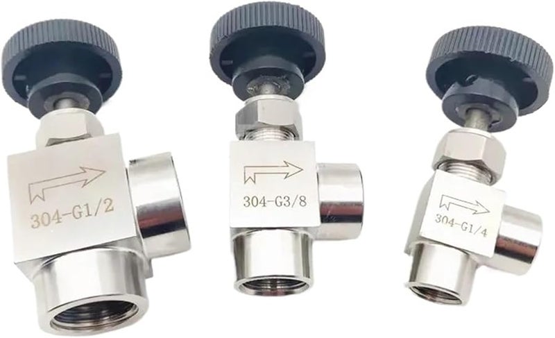 Stainless Steel 304 L Type 90 Degree Adjustable Needle Valve 0 25 Inch Double Female Thread - Image 2
