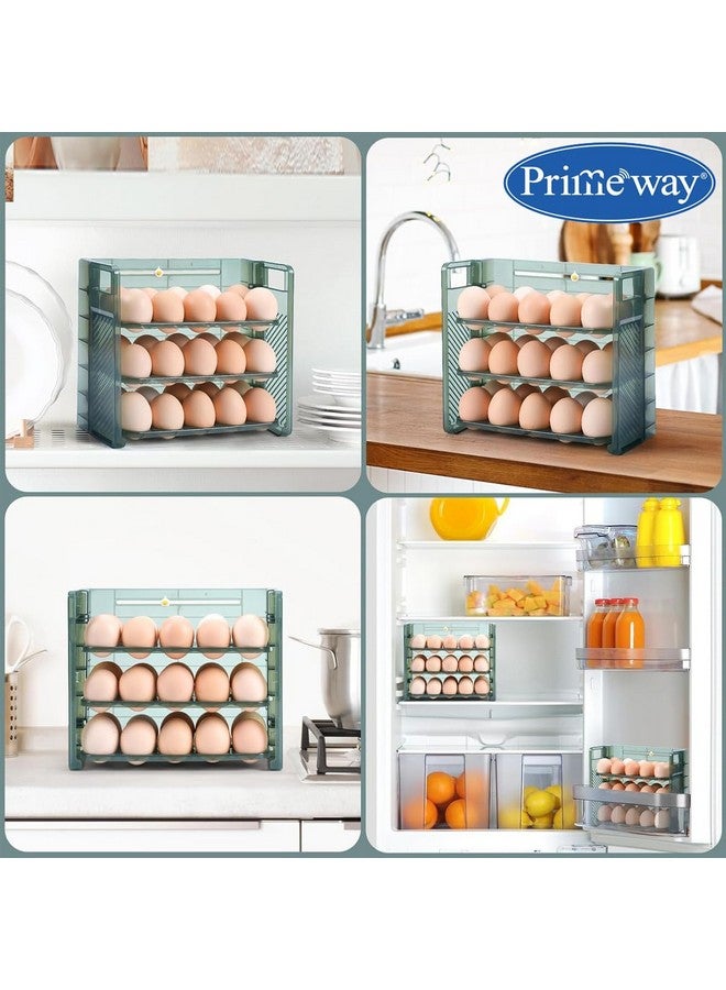Primeway صينية تنظيم بيض بلاستيكية Primeway® لحفظ 30 بيضة مع مؤقت تاريخي | صندوق تخزين البيض | حاوية بيض للثلاجة | تصميم قابل للطي بـ 3 طبقات | حاملة بيض بـ 30 خلية للثلاجة - Image 4