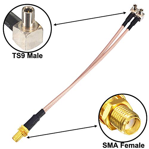 YOTENKO 4G LTE Antenna Coaxial Cable Splitter SMA Female to Dual TS9 Connector Adapter Pigtail Cable 6 inch 15cm for 4G LTE Mobile Hotspot MiFi Router Cellular Broadband USB Modem Dongle - Image 3