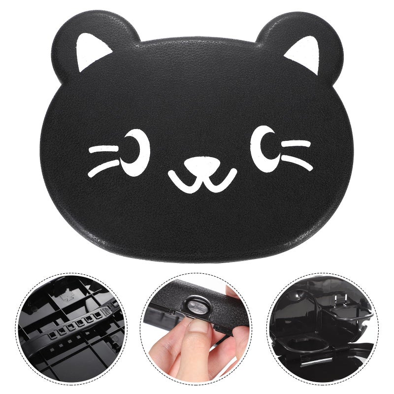 Foldable Car Back Seat Tray Table With Cat Pattern Cup Holder Black Multipurpose Travel Accessory - Image 5