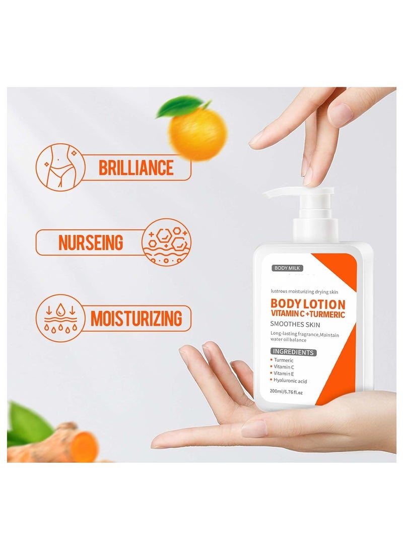 هلوزي لوشن الجسم بالكركم بفيتامين سي ، مرطب مرطب للجسم للبشرة الجافة ، مزيل البقع الداكنة ، عناية ناعمة بالبشرة ، سعة كبيرة ، 200 مل - Image 3