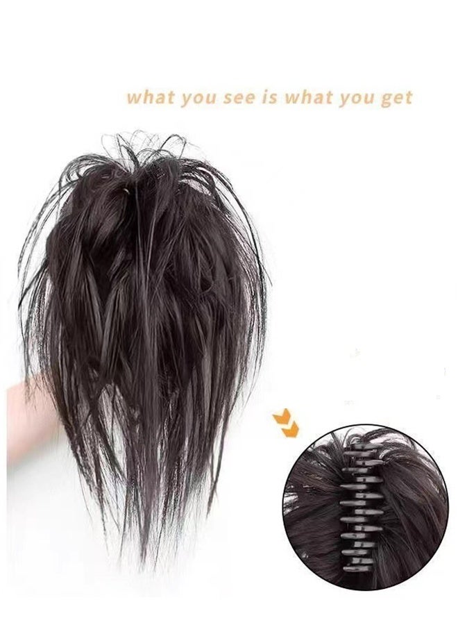 Happy D Hair Piece Claw Clip Hair Bun Hair Toppers for Women Claw Clip Pony Tail Hair Extensions Tousled Updo Wavy Curly Chignon Hair Buns Hair Scrunchie with Clip - Image 4