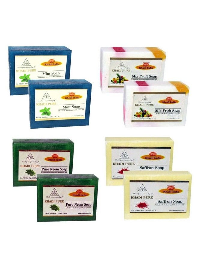 Khadi Pure Mint Mix Fruit Neem & Saffron Soap 125 G (Pack Of 8)  - Image 1