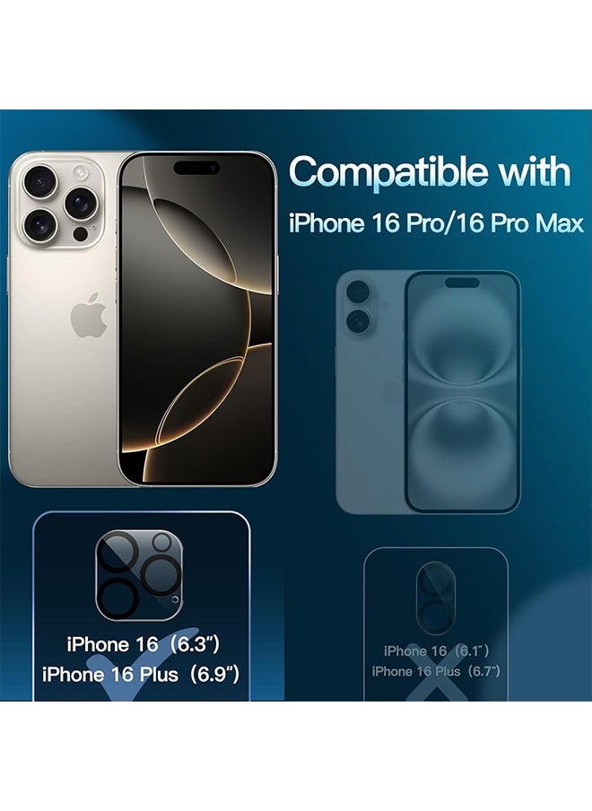 زفيف 3 قطع واقي عدسة الكاميرا لهاتف iPhone 16 Pro 6.3 بوصة وiPhone 16 Pro Max 6.9 بوصة، زجاج مقسى 9H، مضاد للخدش، صديق للحافظة، لا يؤثر على اللقطات الليلية، شفاف عالي الدقة  - Image 3