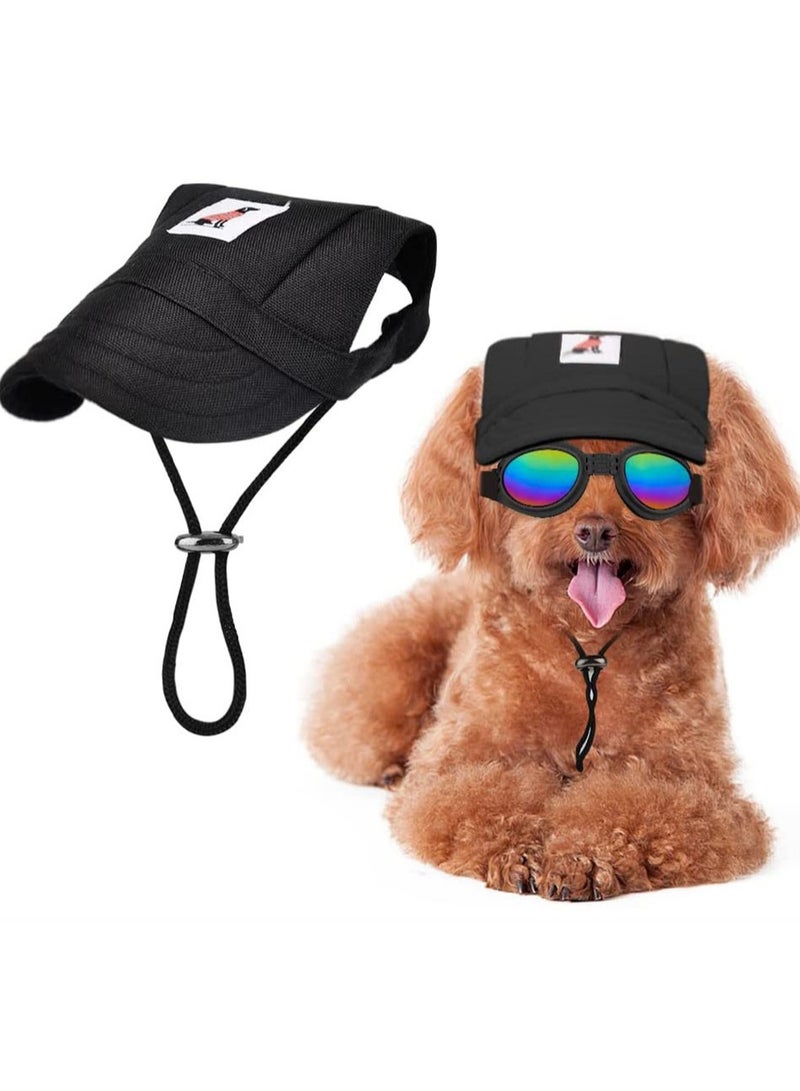 SYOSI Dog Baseball Cap, Dog Hat Dog Sun Hat Dog Trucker Hat for Small Medium Large Dogs with Ear Holes Adjustable Drawstring Breathable Waterproof Design UV Protection Outdoor All Season (Small, Black) - Image 1